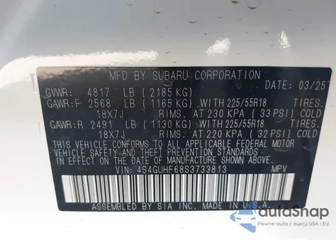 2025 Subaru Crosstrek Sport from USA, damaged, VIN 4S4GUHF68S3733813